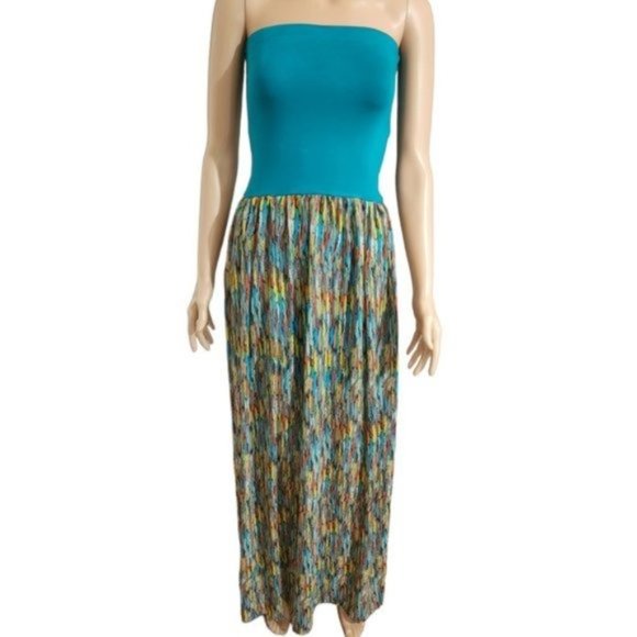 Felicity & Coco Women Twisted Back Semi-Sheer Layered Strapless Maxi Dress Small - Picture 3 of 6